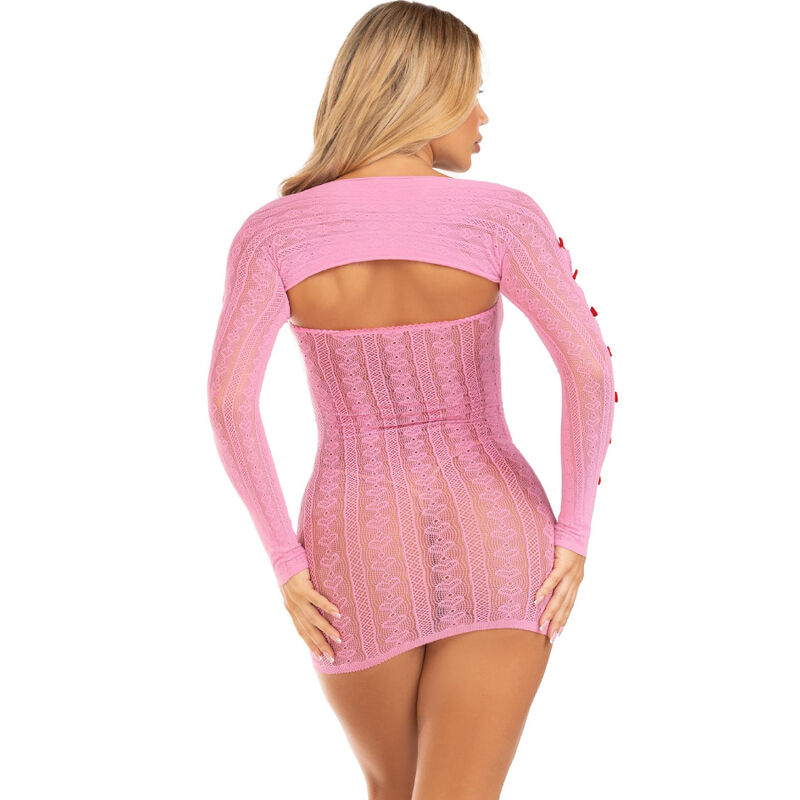 LEG AVENUE - VESTIDO CORAZON LAZOS ROSA TALLA ÚNICA - Imagen 3