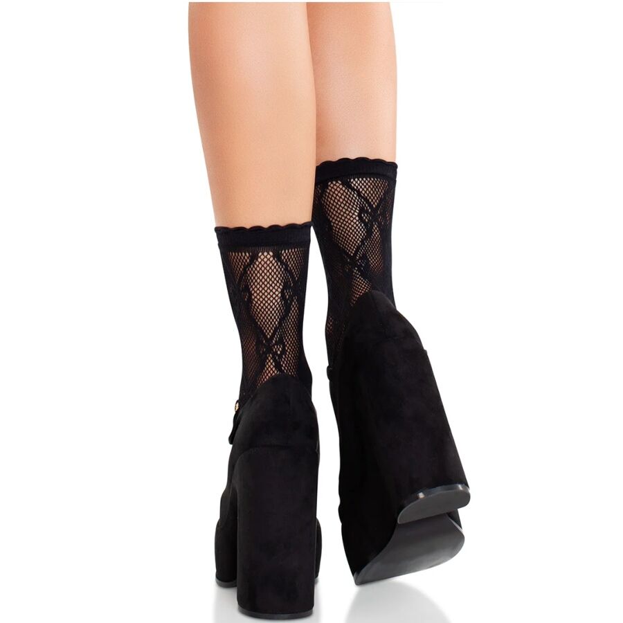LEG AVENUE - BLACK LACE BOW LACE SOCKS - Imagen 2