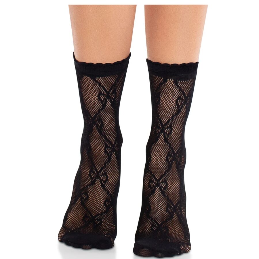 LEG AVENUE - BLACK LACE BOW LACE SOCKS - Imagen 3